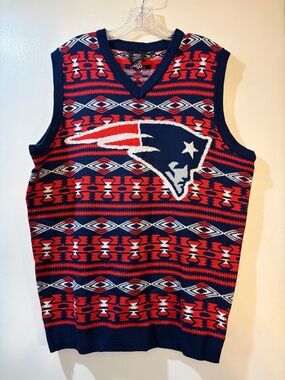 New England Patriots Sweater Vest Mens Sz L NFL Team Apparel